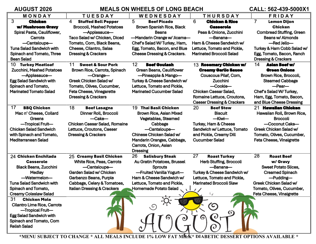Monthly Menu
